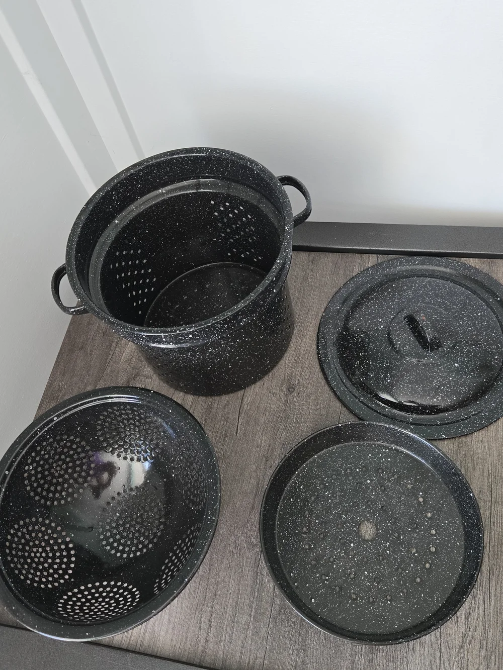 Granite Ware 15.5 Qt 4pc Steamer Stock Pot Strainer Basket Steaming Tray Lid